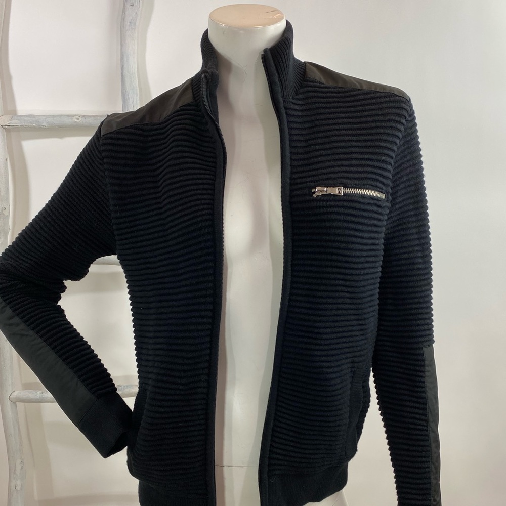 Black Textured Sweater Jacket